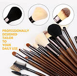 Пензлі для макіяжу Zoreya Сharm 15 шт з чохлом, фото 5