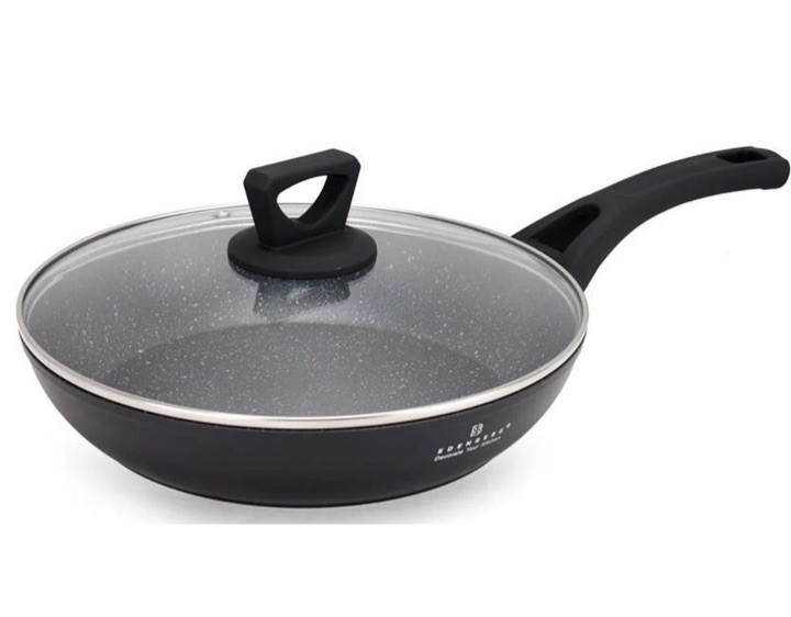 Антипригарна алюмінієва сковорода з кришкою Edenberg EB-7453 ⌀ 22см 1,4л 3-х шарове мармурове покриття