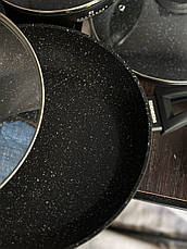 Антипригарна алюмінієва сковорода з кришкою Edenberg EB-7453 ⌀ 22см 1,4л 3-х шарове мармурове покриття, фото 2