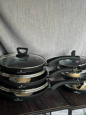 Антипригарна алюмінієва сковорода з кришкою Edenberg EB-7453 ⌀ 22см 1,4л 3-х шарове мармурове покриття, фото 3