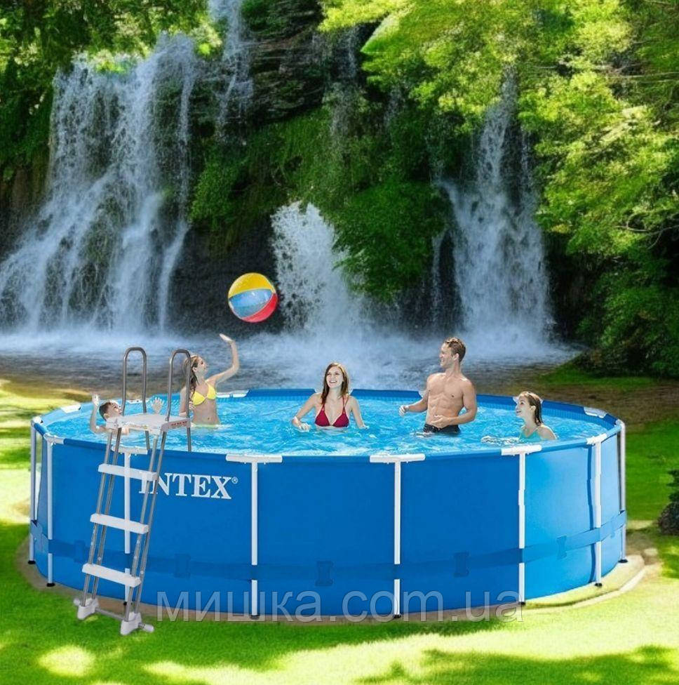 Каркасний басейн 457*122 см Intex 28242, сходи, фільтр-насос (3785 л/ч), тент, об'єм 16805 л