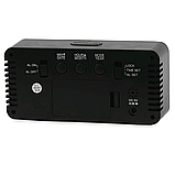 Годинник настільний електронний VST 1826 дзеркальний з термометром USB White Light Black (7_01444), фото 3