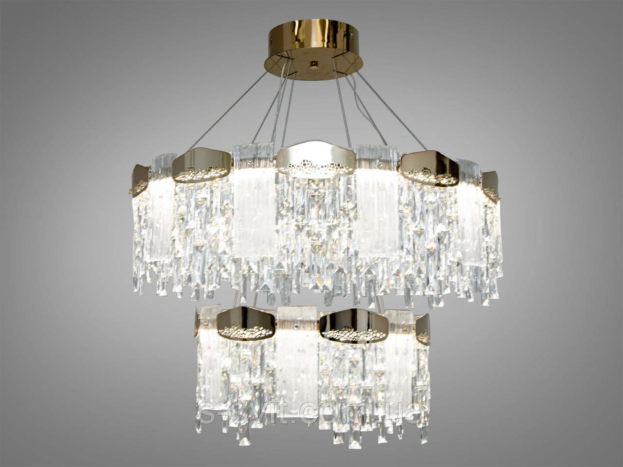 Кришталева світлодіодна люстра,11 Вт, золотого кольору, фото 1