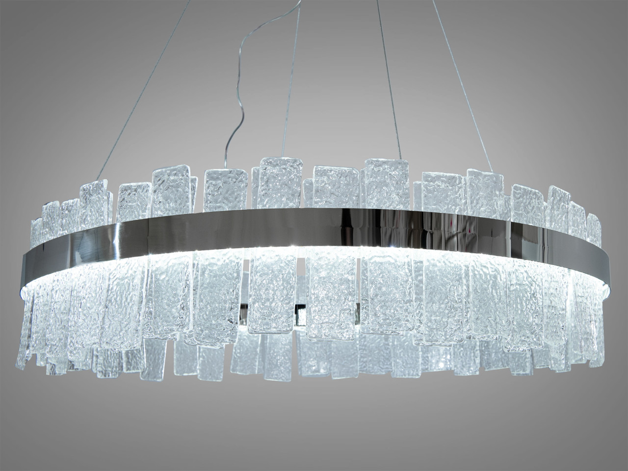 Кругла кришталева світлодіодна люстра,190Вт, хром, фото 1