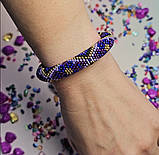 Браслет фіолетовий з  квіточками з японського бісеру, фото 2