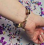 Браслет фіолетовий з  квіточками з японського бісеру, фото 3