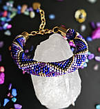 Браслет фіолетовий з  квіточками з японського бісеру, фото 5