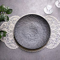 Тарілка закусочна кругла керамічна 20 см плоский чорний посуд для ресторанів та кафе Horeca