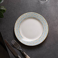Тарілка закусочна кругла 19 см керамічна плоска з українським орнаментом Посуд Хорека для кафе та ресторану