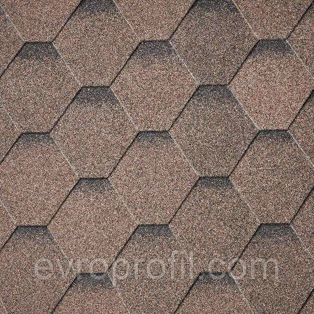 Бітумна черепиця Superglass Hex (27) Dual Brown ultra, фото 1