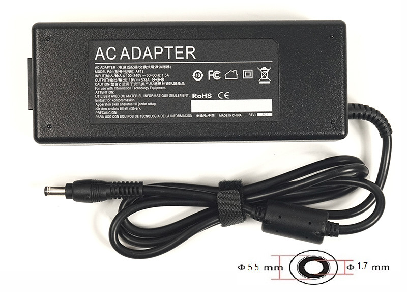 Блок живлення для ноутбуків PowerPlant ACER 220V, 19V 120W 6.32A (5.5*1.7)