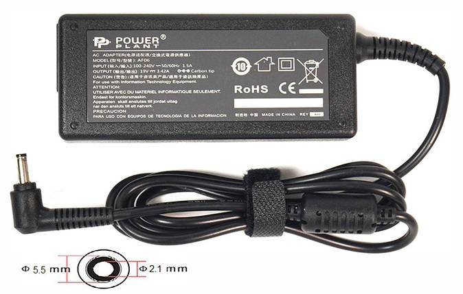 Блок живлення для ноутбуків PowerPlant ACER 220V, 19V 65W 3.42A (5.5*2.1), фото 1