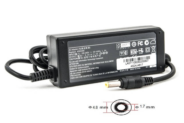 Блок живлення для ноутбуків PowerPlant ASUS 220V, 9.5V 24W 2.5A (4.8*1.7), фото 1