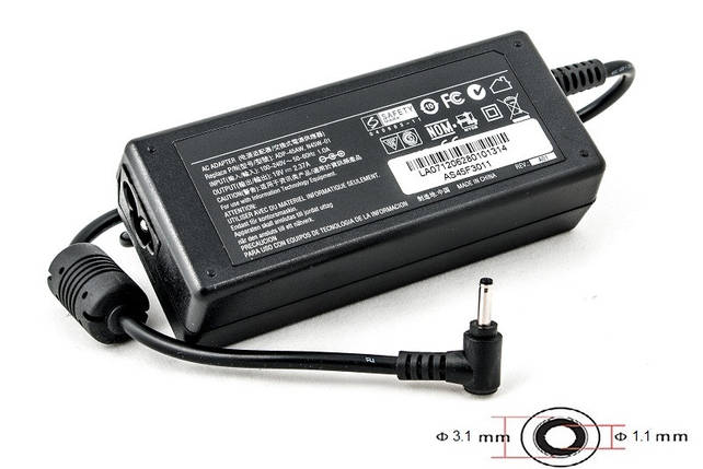 Блок живлення для ноутбуків PowerPlant ASUS 220V, 19V 45W 2.37A (3.0*1.1), фото 1