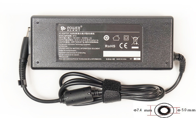 Блок живлення для ноутбуків PowerPlant HP 220V, 18.5V 120W 6.5A (7.4*5.0)