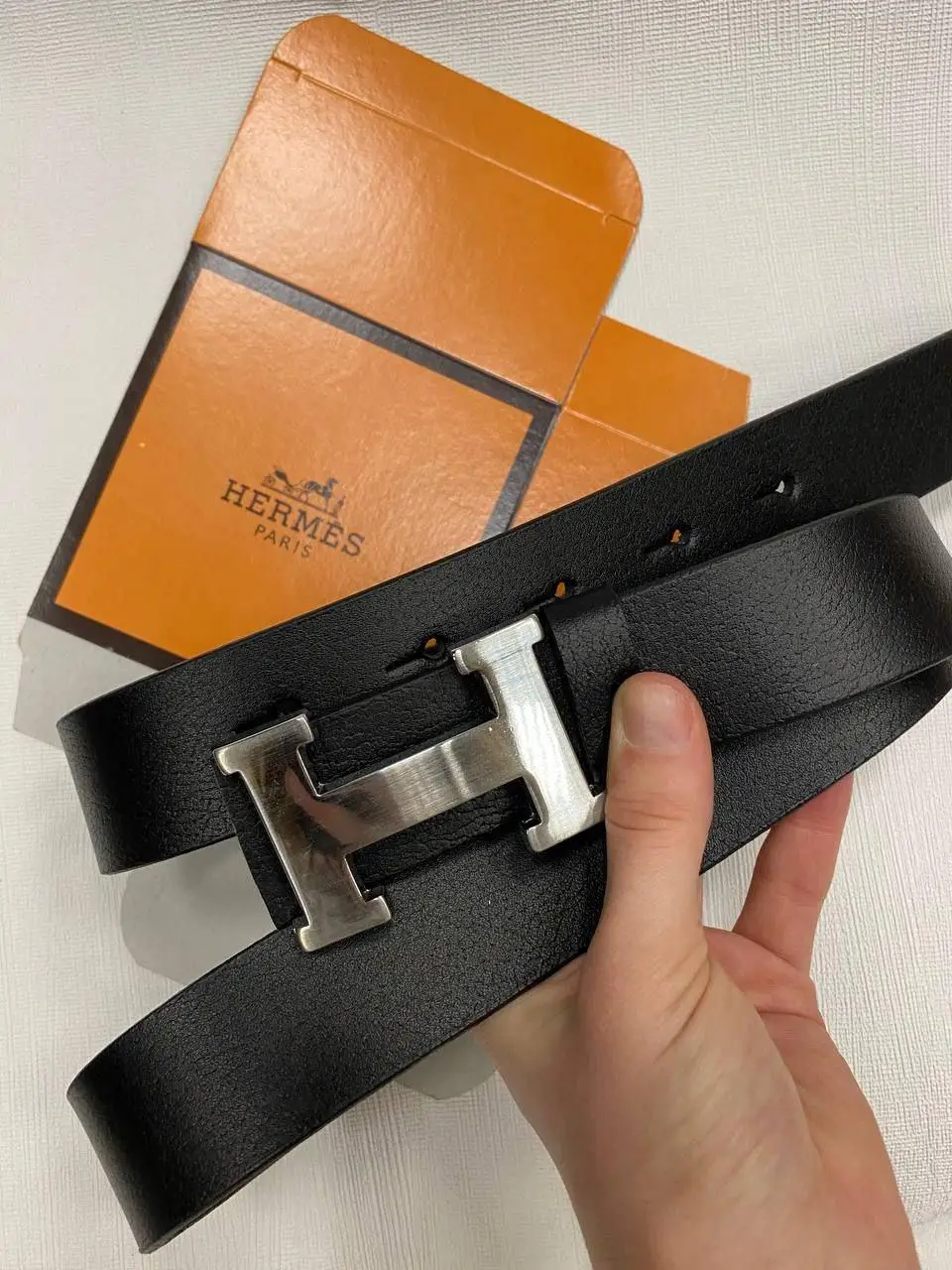 Брендовий шкіряний ремінь Hermes 40 мм., 931572