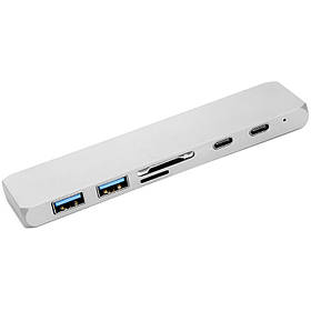 USB-хаб PowerPlant Type-C — HDMI 4K, USB 3.0, USB Type-C, SD, microSD