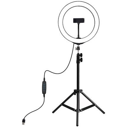 Кільцева USB LED-лампа Puluz PKT3035 10" + штатив 1.1 м, фото 1
