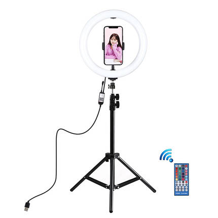Кільцева USB RGBW LED лампа Puluz PKT3043 10"+ штатив 1.1 м, фото 1