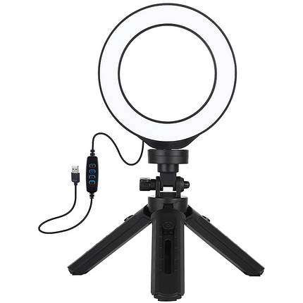 Кільцева USB LED лампа Puluz PKT3058B 4.7"+ штатив 12 см, фото 1