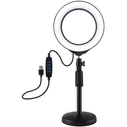 Кільцева USB LED лампа Puluz PU392 6.2"+ настільне кріплення 18-28 см, фото 1