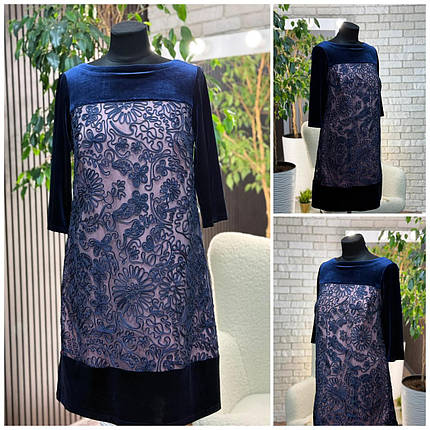 Стильна жіноча сукня, тканина "Велюр" розмір 48, фото 1