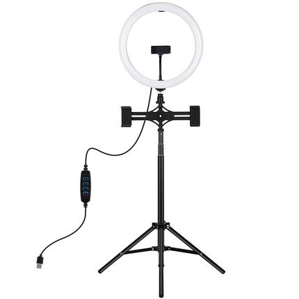 Кільцева USB LED лампа Puluz PKT3062B 11.8" + штатив 1.65 м, фото 1