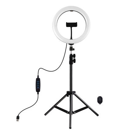 Кільцева USB LED лампа Puluz PKT3069B 10.2" + штатив 1.1 м, фото 1