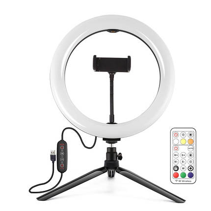 Кільцева USB LED лампа Puluz PKT3082B 10" + настільний штатив, фото 1