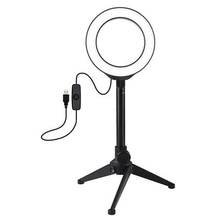 Кільцева USB LED лампа Puluz PKT3084B 4.7" + настільний штатив, фото 1