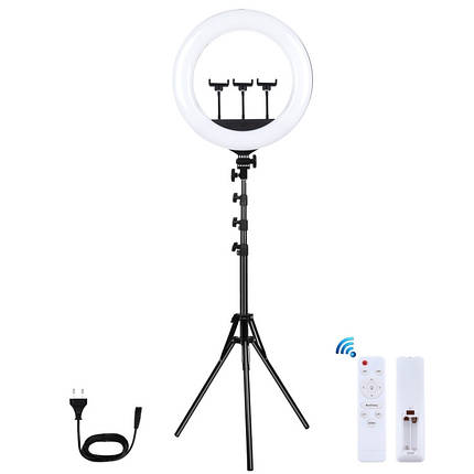 Кільцева LED лампа Puluz PKT3102EU 18" + штатив 1.8 м, фото 1