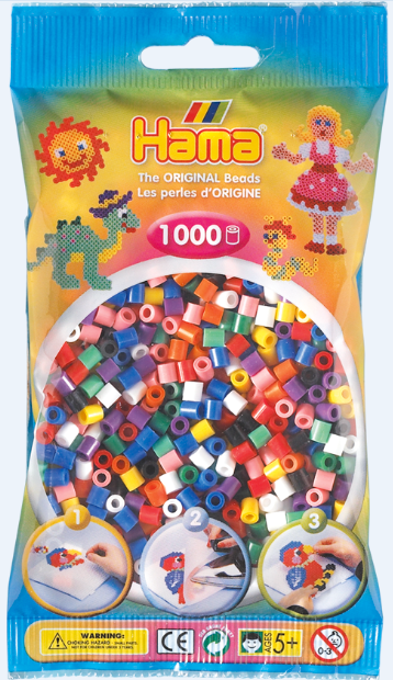 Намистини для термомозаїки 1000шт 10 кольорів 5мм Hama (207-00)
