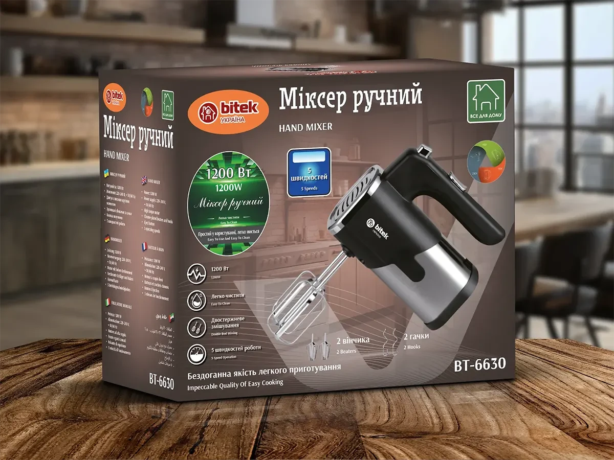 Міксер ручний 1200Вт BITEK BT-6630 20шт 6473, фото 1