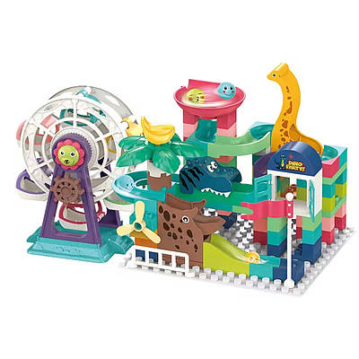 Розвиваючий конструктор Діно парк 146 деталей з кульками фігурками Набір для створення атракціону лабіринт малюкові
