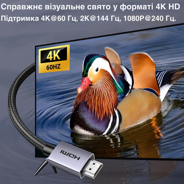 Шнур HDMI-HDMI 1 метр 4K кабель Hdmi для телевізора версія 2.0 1м для ...