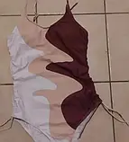 Суцільний купальник з філіжанками на зав'язках у кавовому кольорі, фото 9