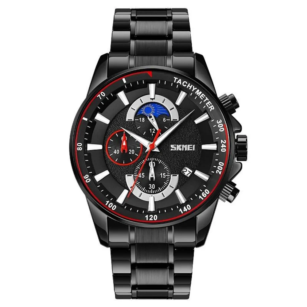 Чоловічий годинник із хронографом та індикацією дати Skmei 9250BKBK Black-Black