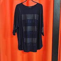 Жіноча синя туніка батал стрази