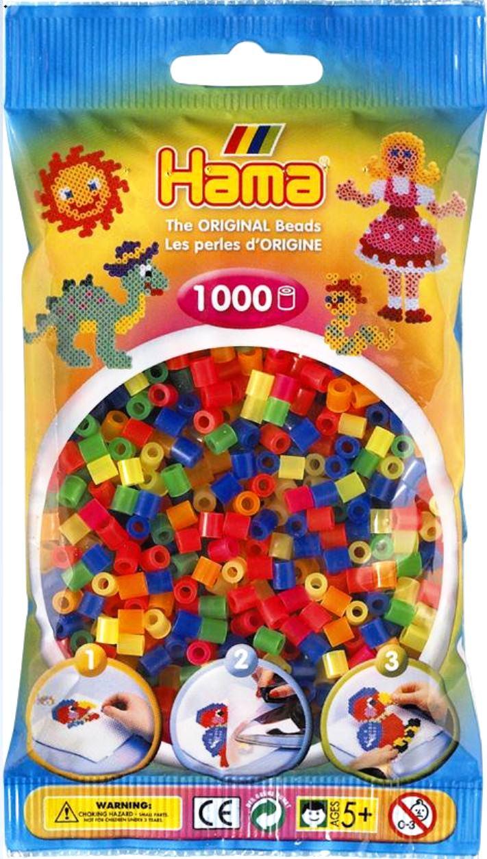 Намистини для термомозаїки 1000 шт 6 неонові кольорів 5мм Hama (207-51)