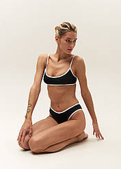 Купальник жіночий роздільний Beverly чорний з білим кантом