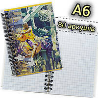 Блокнот А6 (95х128мм) / 80 аркушів, клітинка / Записна книга на спіралі / мал.3