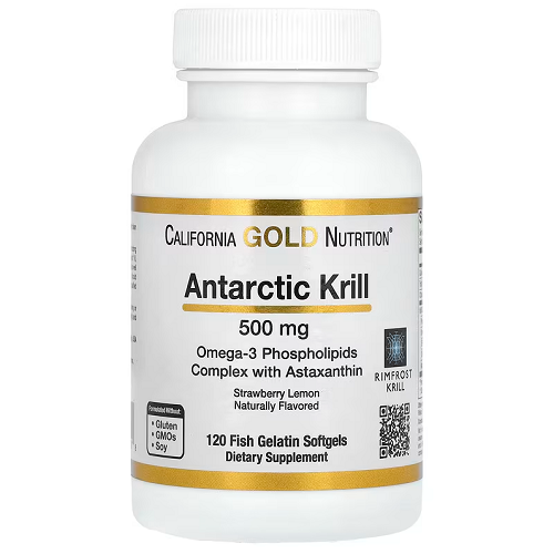 Масло антартического кріля з астаксантином California Gold Nutrition Antarctic Krill 500 mg (120 капсул.), фото 1
