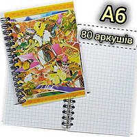 Блокнот А6 (95х128мм) / 80 аркушів, клітинка / Записна книга на спіралі / мал.7