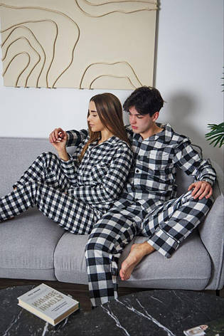 Піжама байкова штани щз сорочкою на гудзиках р.S,M,L,XL, фото 1