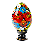 Яйце дерев'яне ручної роботи в техніці Петриківський розпис Сапфір Писанка ПК-03 рис. 121