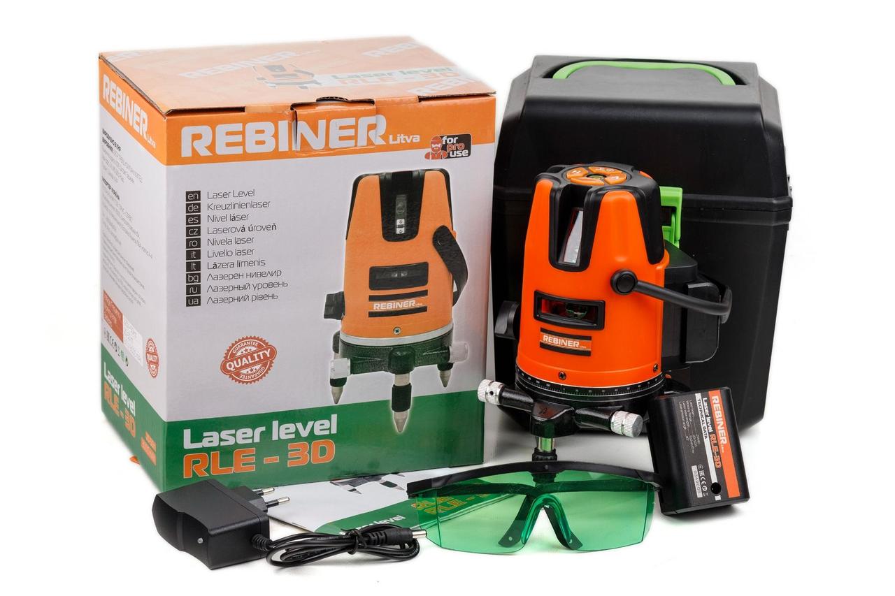 Лазерний рівень Rebiner RLE-3D (з зеленим діодом), фото 1