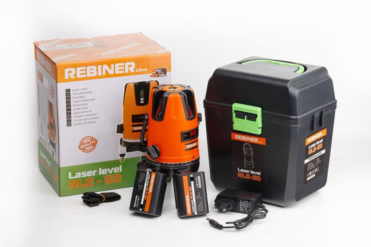 Лазерний рівень Rebiner RLE-5D (із зеленим діодом), фото 1