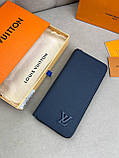 Чоловічий гаманець Louis Vuitton Horizontal Aerogram Blue синій гаманець на блискавці якість преміум, фото 6