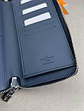 Чоловічий гаманець Louis Vuitton Horizontal Aerogram Blue синій гаманець на блискавці якість преміум, фото 4
