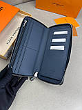 Чоловічий гаманець Louis Vuitton Horizontal Aerogram Blue синій гаманець на блискавці якість преміум, фото 5